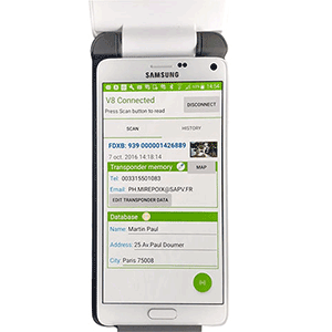 V8 Mobile ISO Microchip Mobile Phone Reader/Scanner