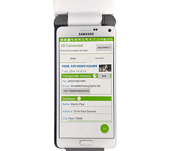 V8 Mobile ISO Microchip Mobile Phone Reader/Scanner